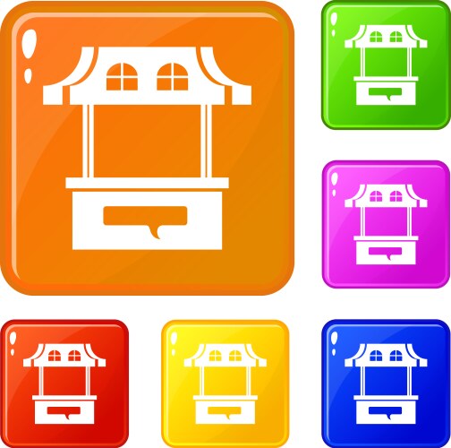 Stall icons set color vector image