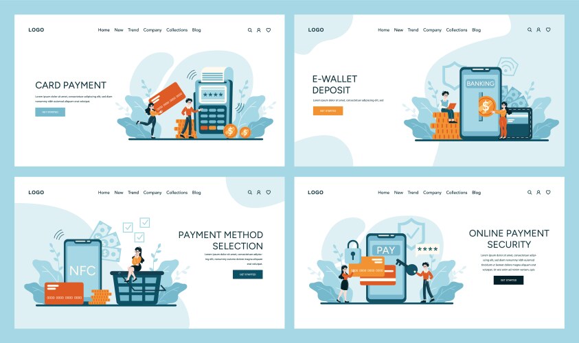 Intuitive designs for card transactions e-wallet vector image