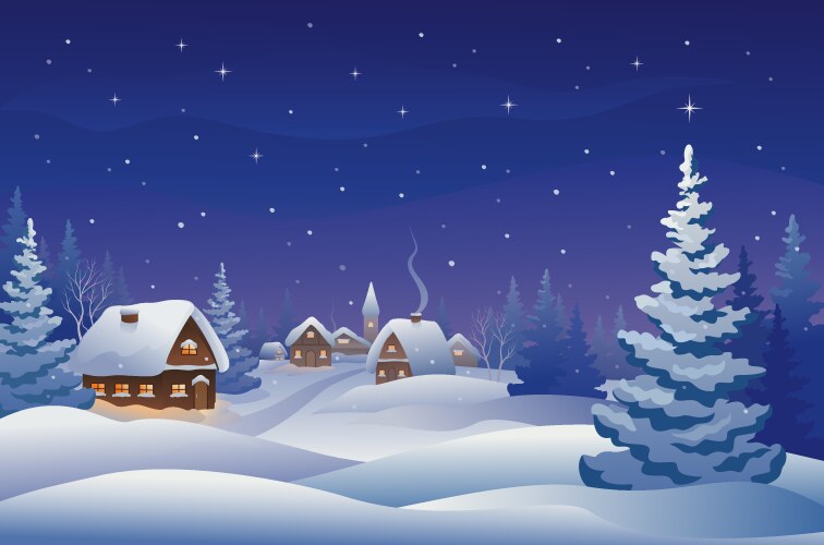 Christmas night village vector image