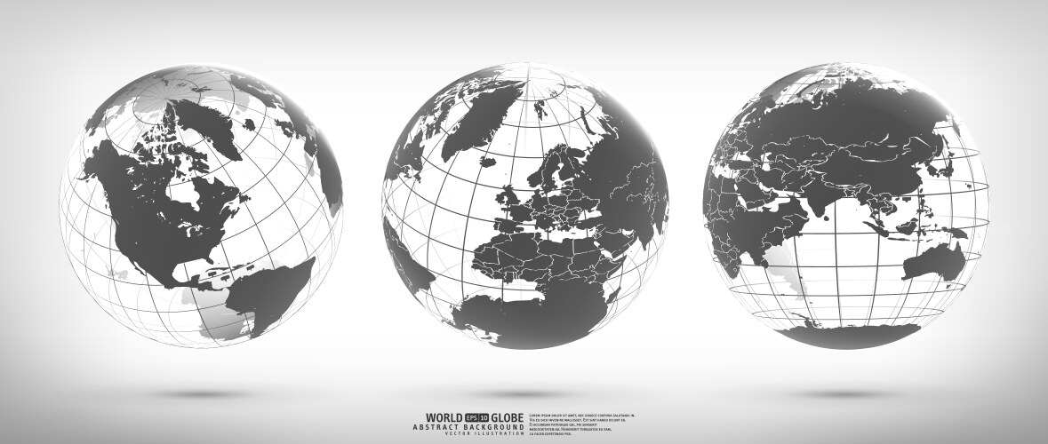 earth globe set with continents vector