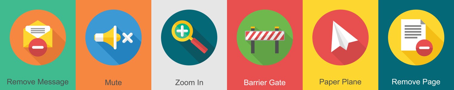 A set of 6 user interface icons as remove message vector image