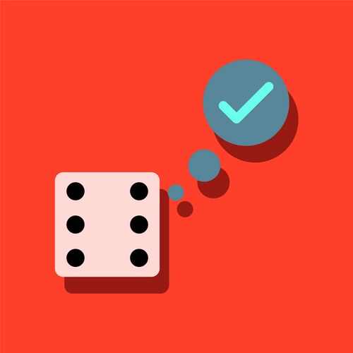 Flat icon design collection dice and check mark Vector Image