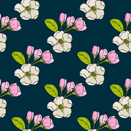 Seamless pattern with apple flowers and leaves Vector Image