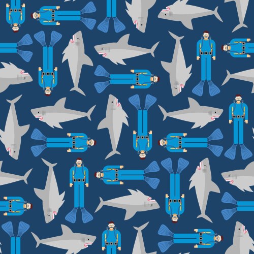 Fish hammer pattern seamless hammerhead shark Vector Image