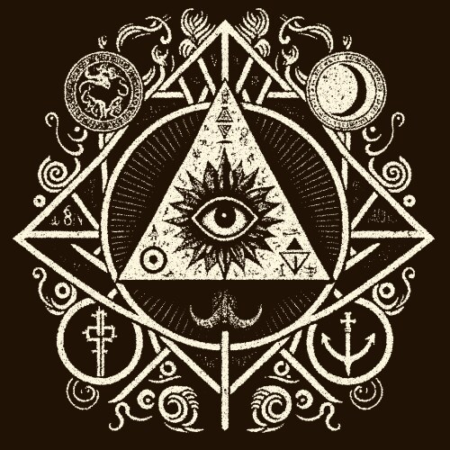 Occult symbols composition in dotwork style Vector Image