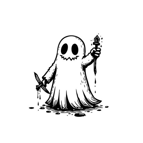 Spooky halloween ghost character holding dagger Vector Image