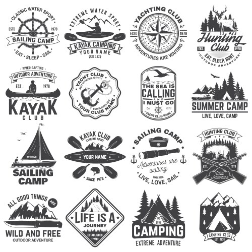 Summer Camp Sailing & Hunting Club Vector Image