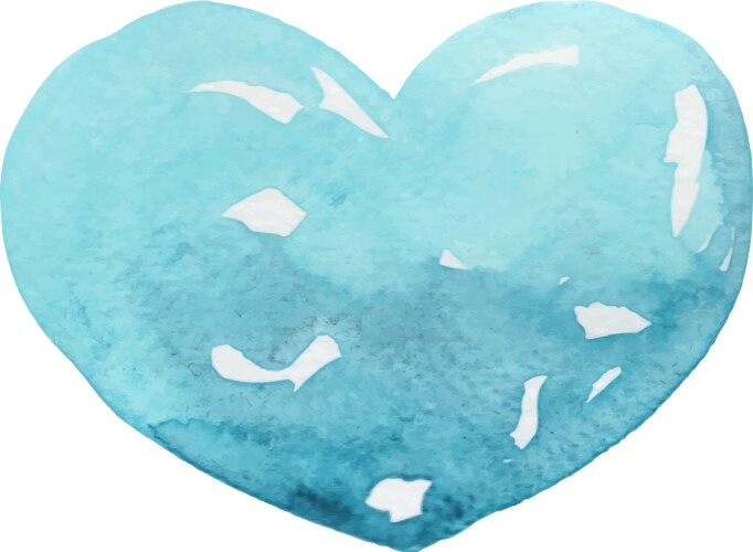 Ocean blue heart shape watercolor Vector Image