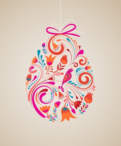 Floral Easter Egg Decor Vector Image