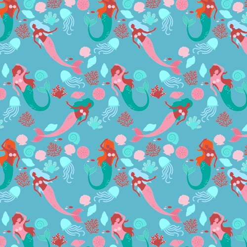 Mermaid Pattern Vector Mermaid pattern aquatic design Royalty Free Vector Image