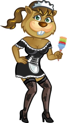 Cute Cartoon Beaver Maid Mascot Vector Image