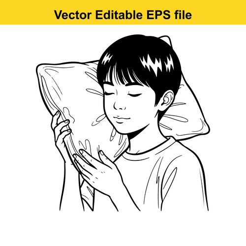 Sleeping Child with Pillow Vector Image