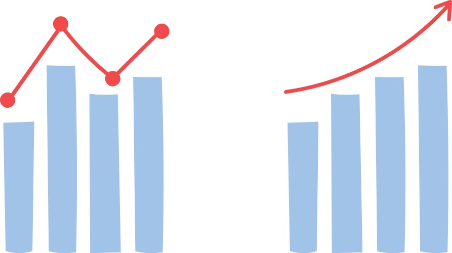 Set graphs bar charts graph going up down vector image