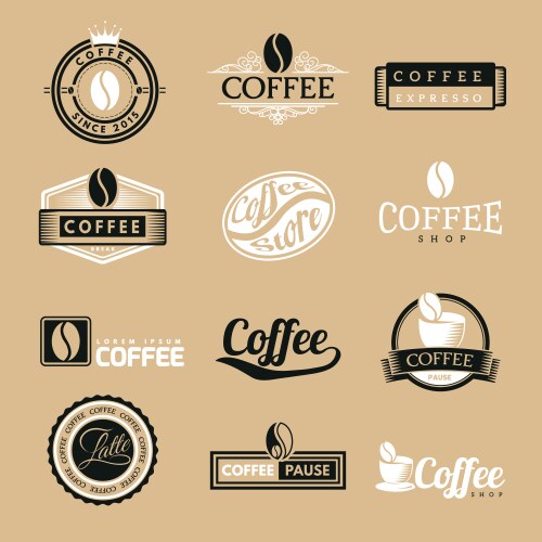 Set coffee design elements Royalty Free Vector Image