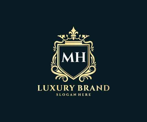 Elegant Gold MH Monogram Logo Vector Image