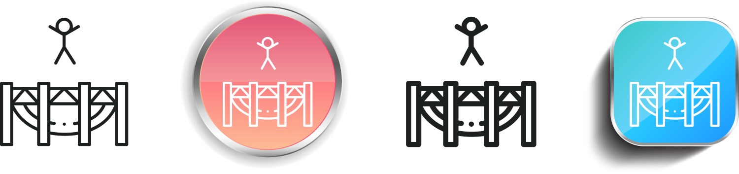 Jumping icon thin linear regular and button style vector image