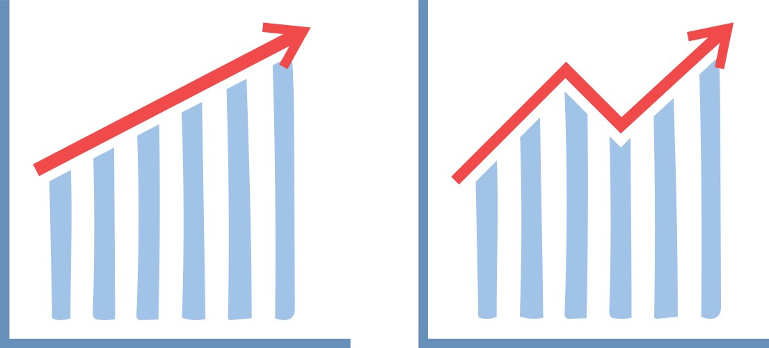 Set graphs bar charts graph going up down vector image