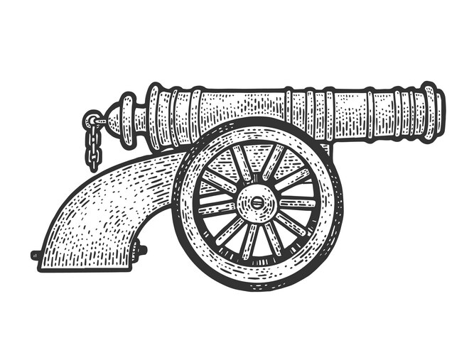 Vintage old cannon sketch Vector Image