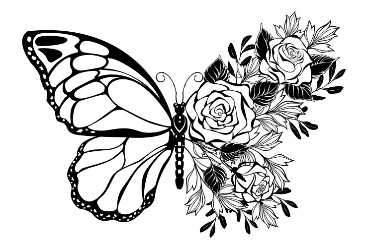 Elegant Rose Butterfly Silhouette Vector Image