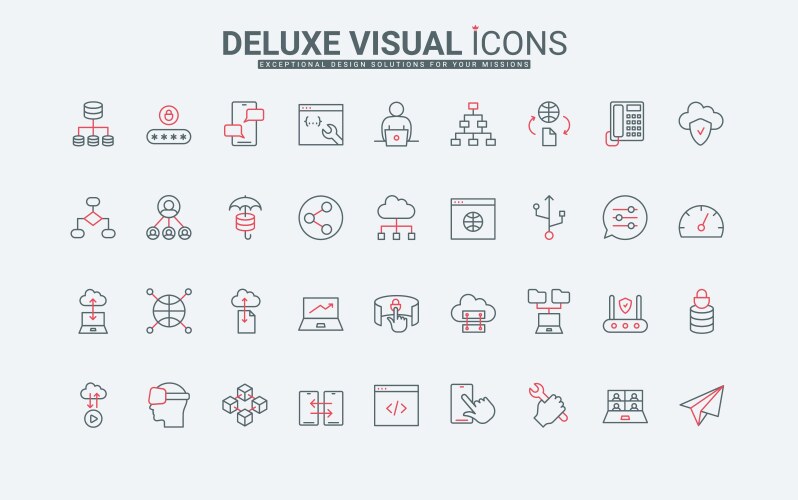 network data system and architecture line icons vector image