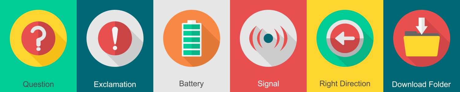 A set of 6 user interface icons as question vector image