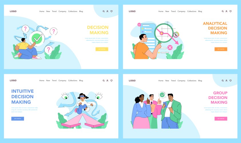 Decision making set flat Royalty Free Vector Image