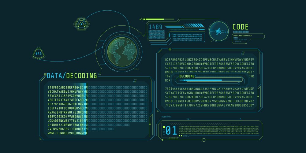 futuristic hud design of satellite data decoding vector image