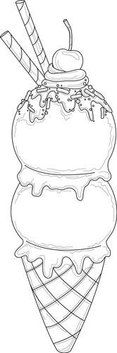 Cartoon ice cream cone with cherry on top sketch Vector Image