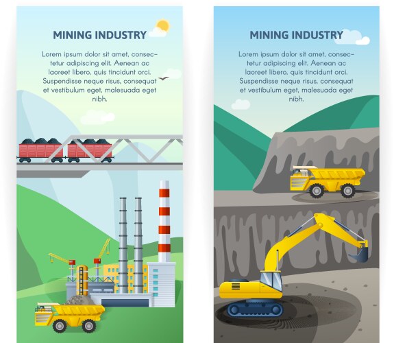 Mining industry flat composition Royalty Free Vector Image