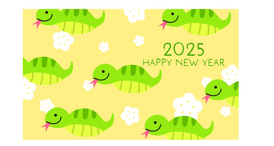 Cute snakes pattern lunar new year 2025 card Vector Image