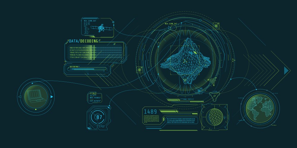 Futuristic geoscience software screen design vector image