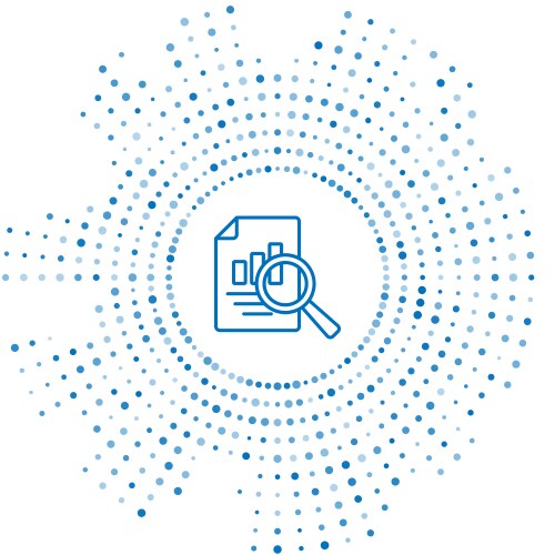 Blue line document with graph chart icon isolated vector image