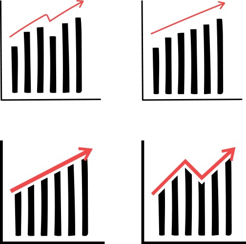 Set graphs bar charts graph going up down vector image