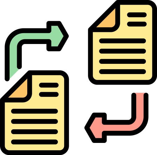 Data integration process with exchanging documents vector image
