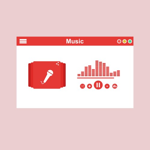 Media player application app template with flat vector image