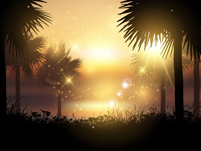 Sunset summer landscape Royalty Free Vector Image