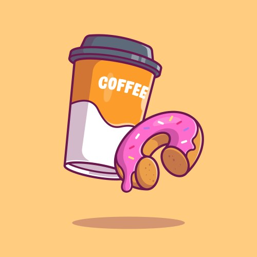 coffee and doughnut cartoon vector