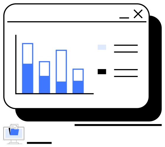 Data visualization with bar chart in window vector image