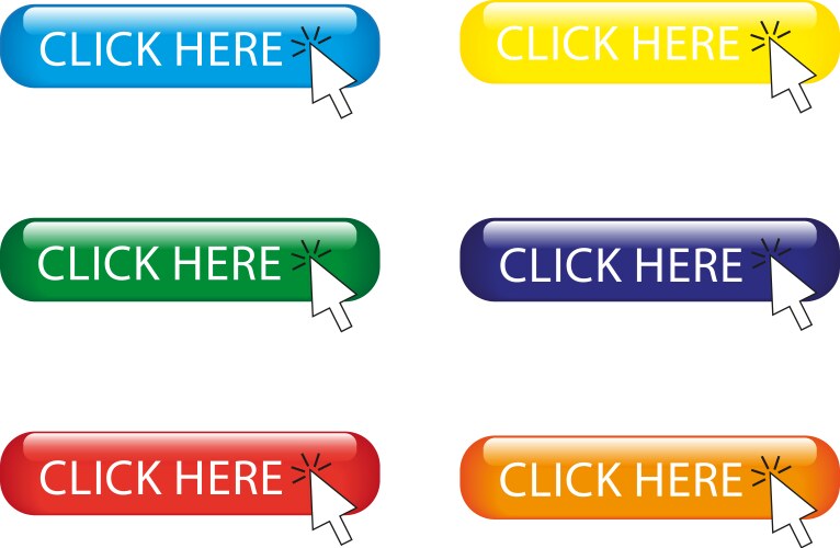 Click here colorful buttons with arrow pointer vector image