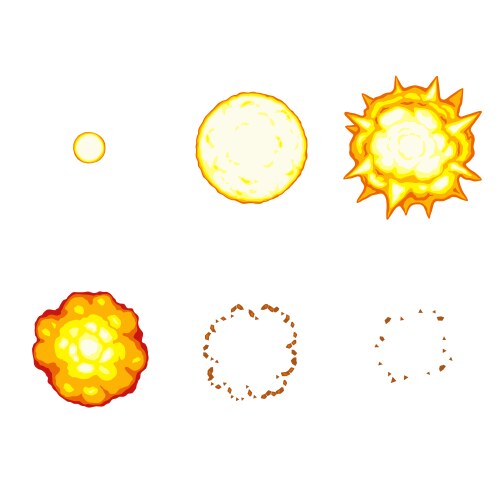 Cartoon explosion animation sprite isolated vector image