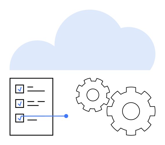 Cloud computing with task checklist and cogwheels vektorbild