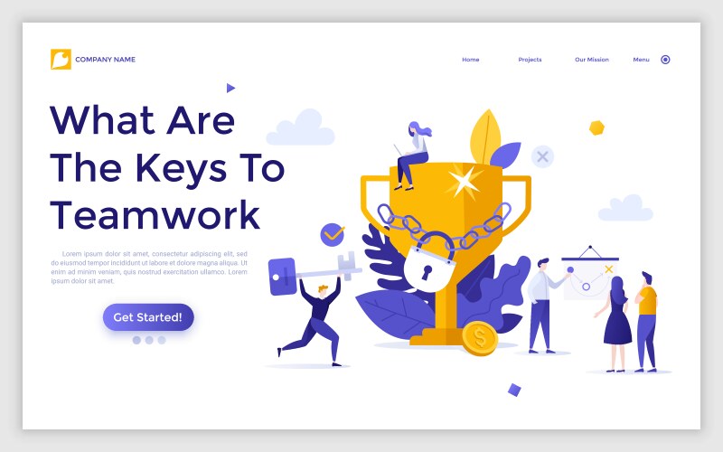 Success story landing page template positive Vector Image