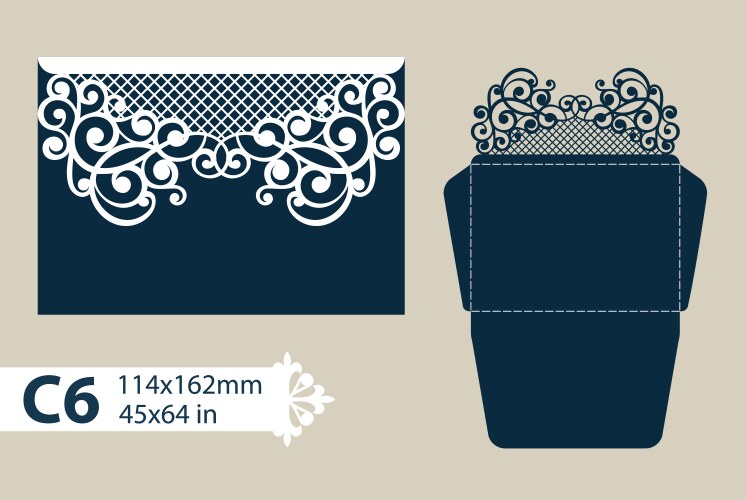 Template envelope with carved openwork pattern vektorbild