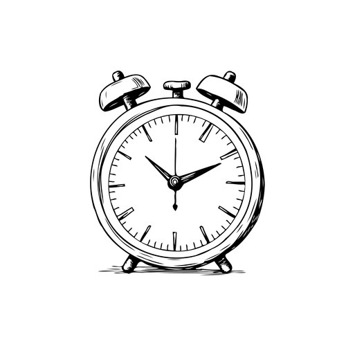 Vintage Alarm Clock Sketch Vector Image