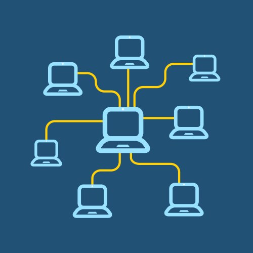 Abstract communication scheme with computers vector image