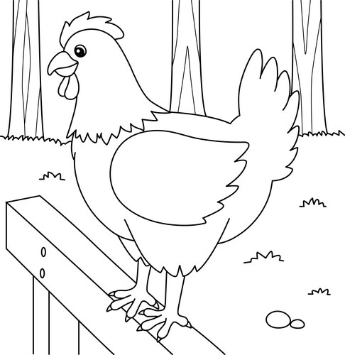 Chicken coloring page for kids Vector Image