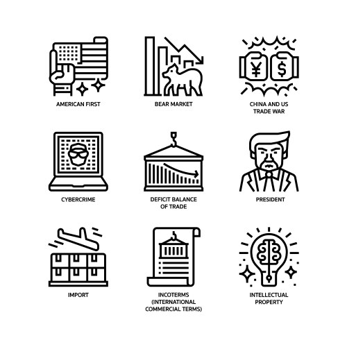 china and us trade war icon set vector image