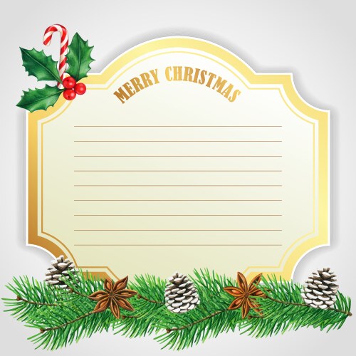 elegant golden christmas card with pinecones vector image