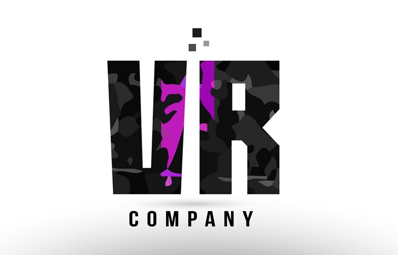 VR Alphabet Logo - Purple & Black Vector Image