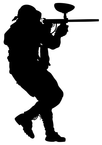 Silhouette paintball player Vector Image